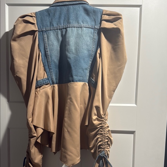 Denim and Tan Puff Sleeve shirt and vest - Picture 4 of 4